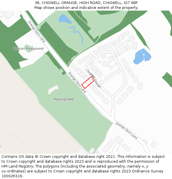 38, CHIGWELL GRANGE, HIGH ROAD, CHIGWELL, IG7 6BF: Location map and indicative extent of plot