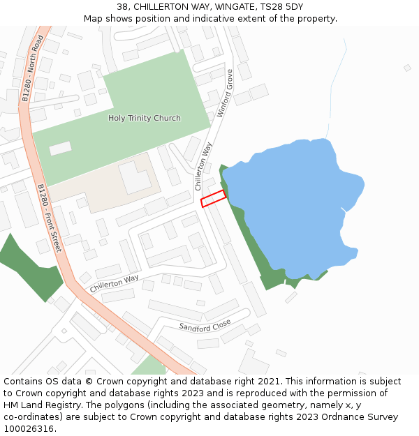 38, CHILLERTON WAY, WINGATE, TS28 5DY: Location map and indicative extent of plot