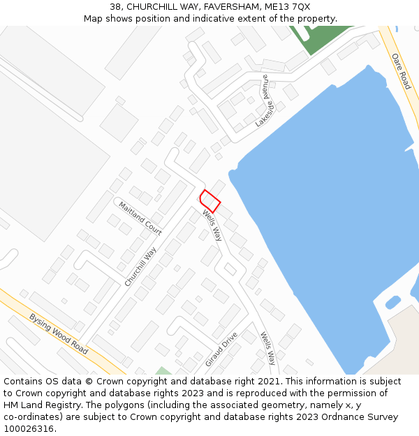 38, CHURCHILL WAY, FAVERSHAM, ME13 7QX: Location map and indicative extent of plot