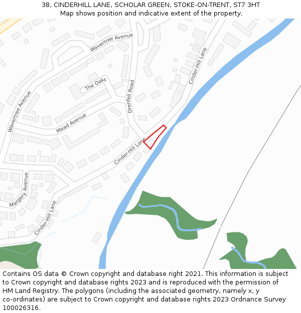 38, CINDERHILL LANE, SCHOLAR GREEN, STOKE-ON-TRENT, ST7 3HT: Location map and indicative extent of plot