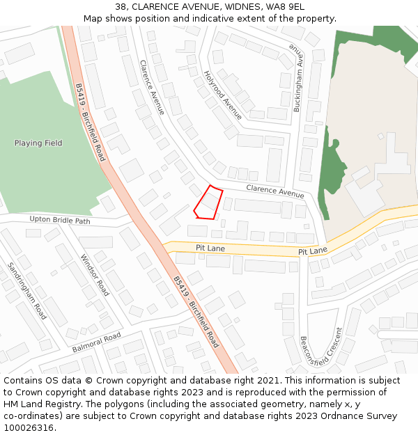 38, CLARENCE AVENUE, WIDNES, WA8 9EL: Location map and indicative extent of plot