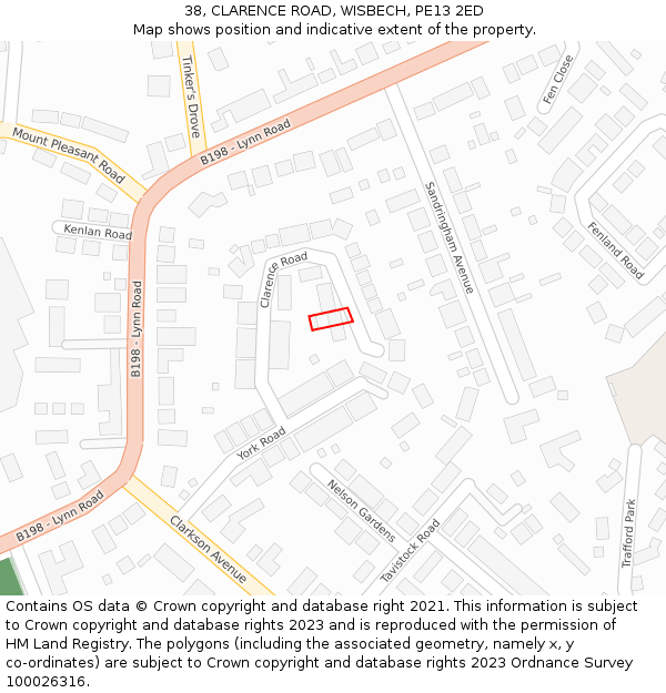 38, CLARENCE ROAD, WISBECH, PE13 2ED: Location map and indicative extent of plot