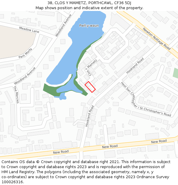 38, CLOS Y MAMETZ, PORTHCAWL, CF36 5DJ: Location map and indicative extent of plot
