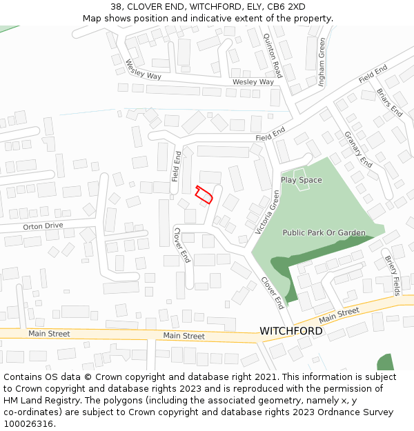 38, CLOVER END, WITCHFORD, ELY, CB6 2XD: Location map and indicative extent of plot