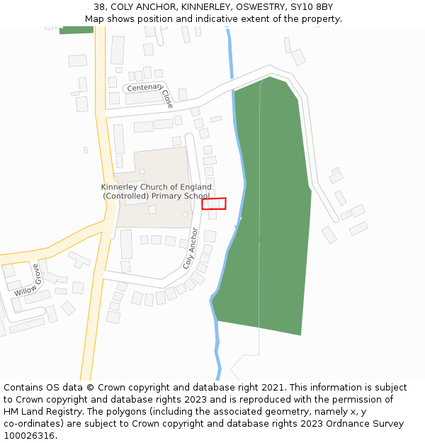 38, COLY ANCHOR, KINNERLEY, OSWESTRY, SY10 8BY: Location map and indicative extent of plot