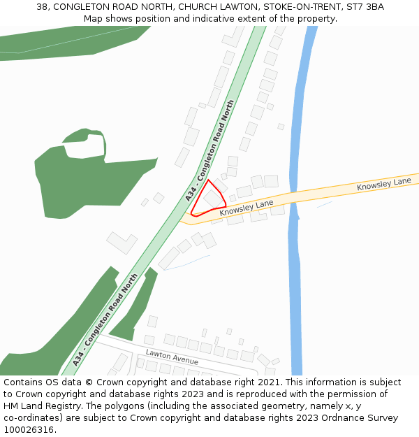 38, CONGLETON ROAD NORTH, CHURCH LAWTON, STOKE-ON-TRENT, ST7 3BA: Location map and indicative extent of plot