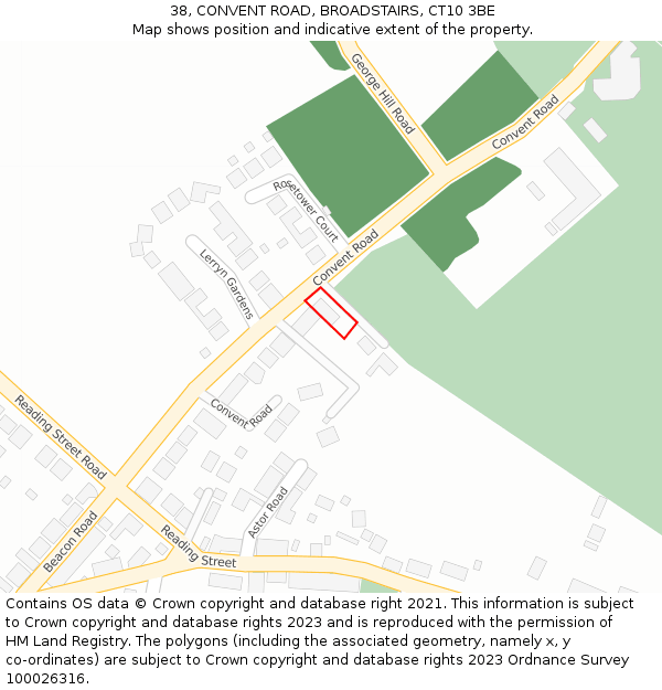 38, CONVENT ROAD, BROADSTAIRS, CT10 3BE: Location map and indicative extent of plot