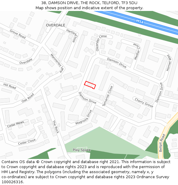 38, DAMSON DRIVE, THE ROCK, TELFORD, TF3 5DU: Location map and indicative extent of plot