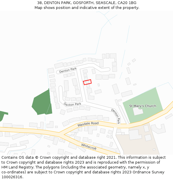 38, DENTON PARK, GOSFORTH, SEASCALE, CA20 1BG: Location map and indicative extent of plot