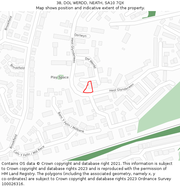 38, DOL WERDD, NEATH, SA10 7QX: Location map and indicative extent of plot