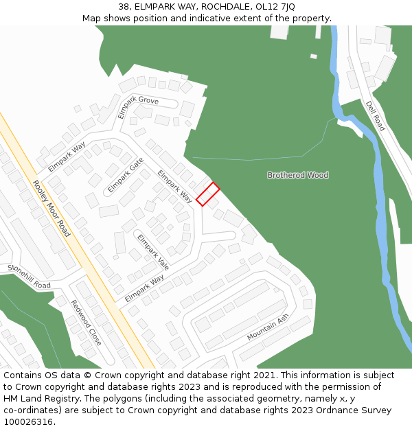 38, ELMPARK WAY, ROCHDALE, OL12 7JQ: Location map and indicative extent of plot