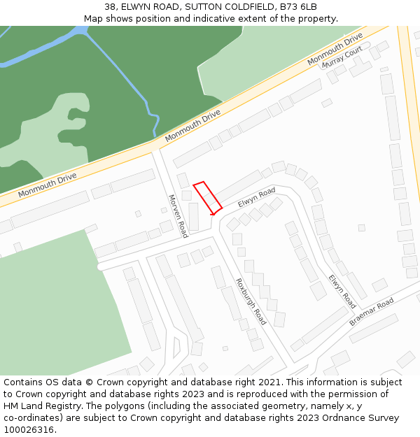 38, ELWYN ROAD, SUTTON COLDFIELD, B73 6LB: Location map and indicative extent of plot