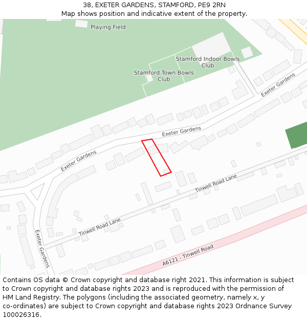 38, EXETER GARDENS, STAMFORD, PE9 2RN: Location map and indicative extent of plot