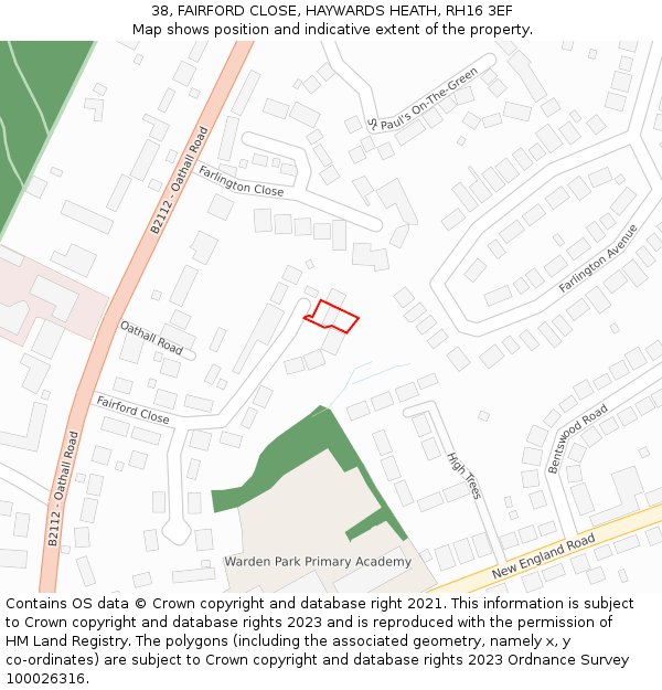 38, FAIRFORD CLOSE, HAYWARDS HEATH, RH16 3EF: Location map and indicative extent of plot