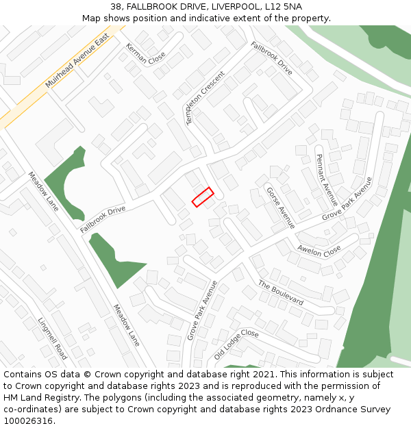 38, FALLBROOK DRIVE, LIVERPOOL, L12 5NA: Location map and indicative extent of plot