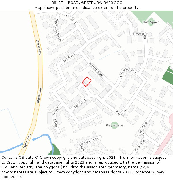 38, FELL ROAD, WESTBURY, BA13 2GG: Location map and indicative extent of plot