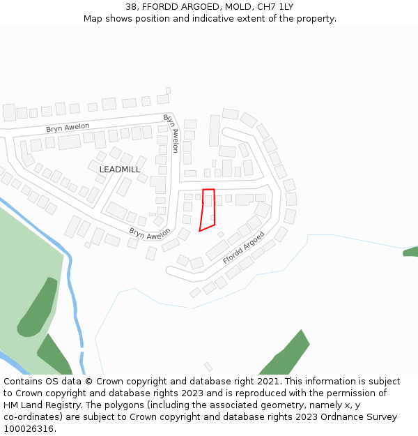 38, FFORDD ARGOED, MOLD, CH7 1LY: Location map and indicative extent of plot