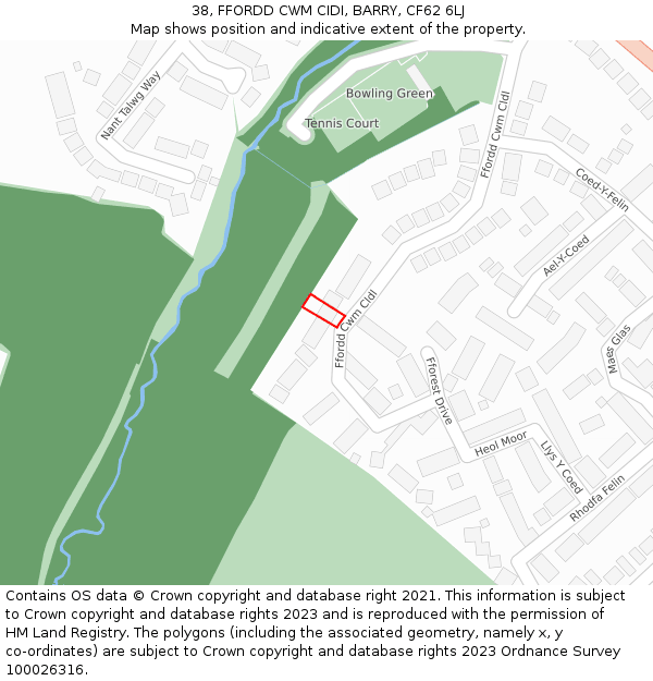 38, FFORDD CWM CIDI, BARRY, CF62 6LJ: Location map and indicative extent of plot