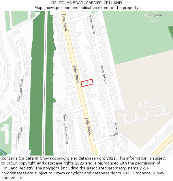 38, FIDLAS ROAD, CARDIFF, CF14 0ND: Location map and indicative extent of plot