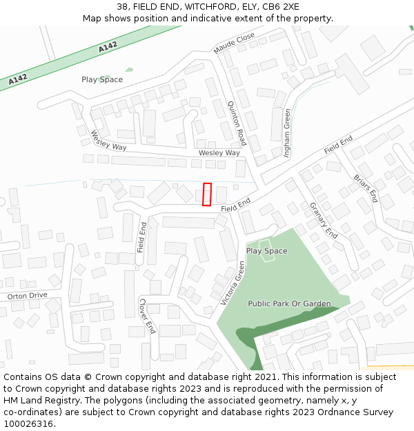 38, FIELD END, WITCHFORD, ELY, CB6 2XE: Location map and indicative extent of plot