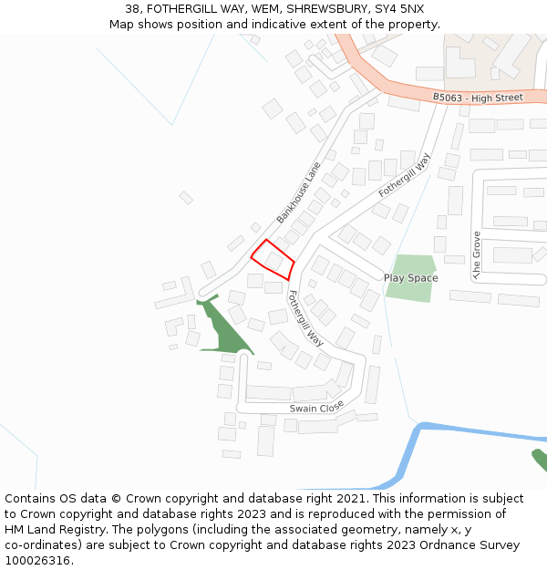 38, FOTHERGILL WAY, WEM, SHREWSBURY, SY4 5NX: Location map and indicative extent of plot