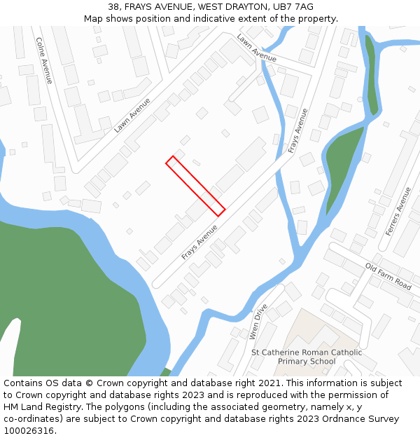 38, FRAYS AVENUE, WEST DRAYTON, UB7 7AG: Location map and indicative extent of plot