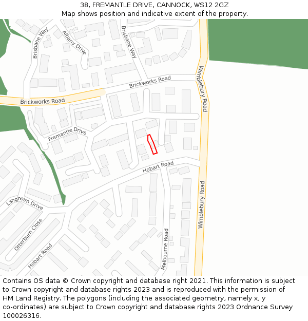 38, FREMANTLE DRIVE, CANNOCK, WS12 2GZ: Location map and indicative extent of plot