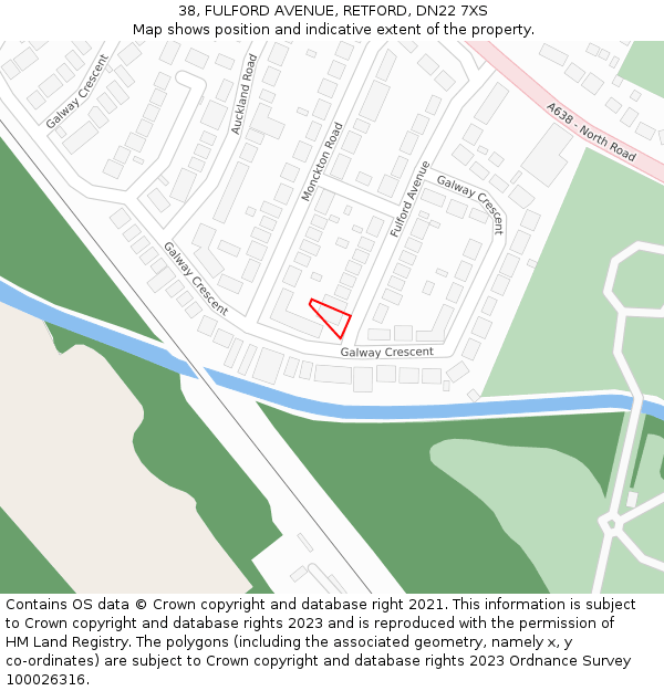 38, FULFORD AVENUE, RETFORD, DN22 7XS: Location map and indicative extent of plot