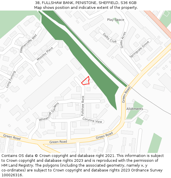 38, FULLSHAW BANK, PENISTONE, SHEFFIELD, S36 6GB: Location map and indicative extent of plot