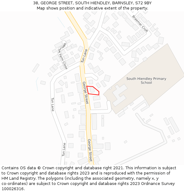 38, GEORGE STREET, SOUTH HIENDLEY, BARNSLEY, S72 9BY: Location map and indicative extent of plot