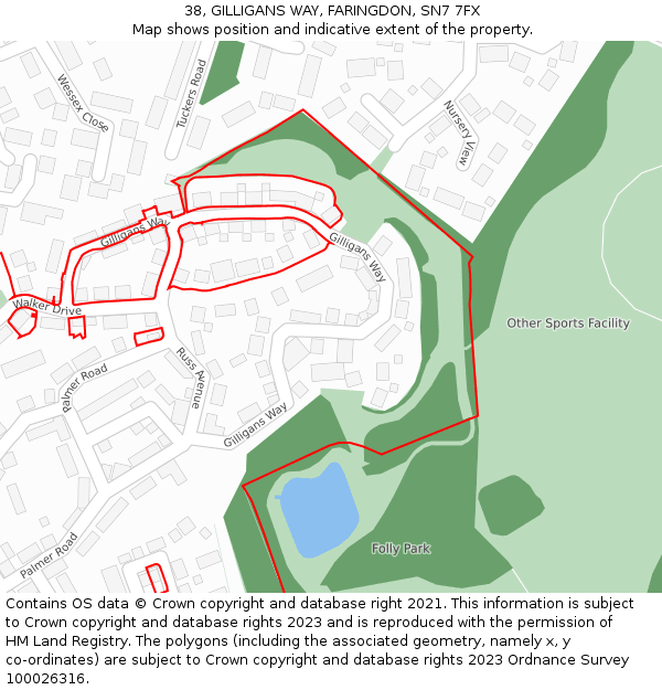 38, GILLIGANS WAY, FARINGDON, SN7 7FX: Location map and indicative extent of plot