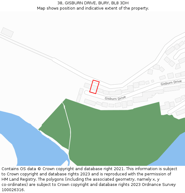 38, GISBURN DRIVE, BURY, BL8 3DH: Location map and indicative extent of plot
