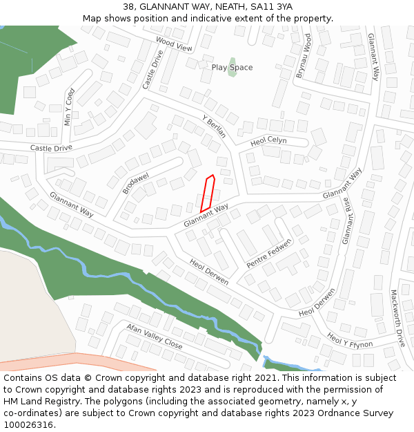 38, GLANNANT WAY, NEATH, SA11 3YA: Location map and indicative extent of plot