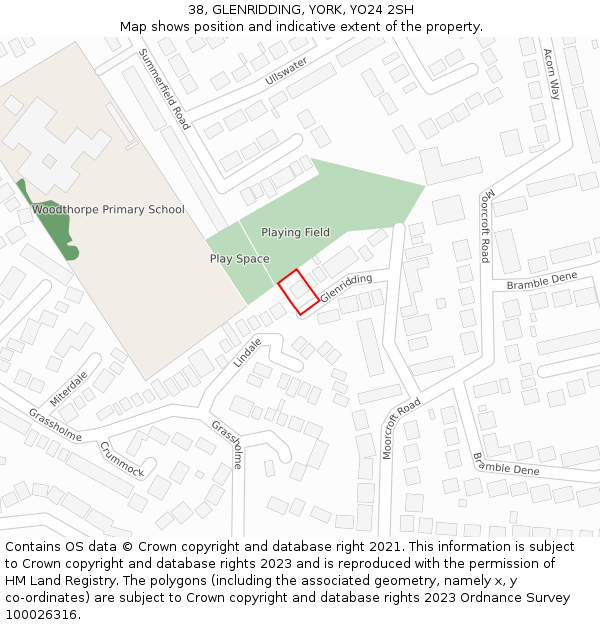 38, GLENRIDDING, YORK, YO24 2SH: Location map and indicative extent of plot