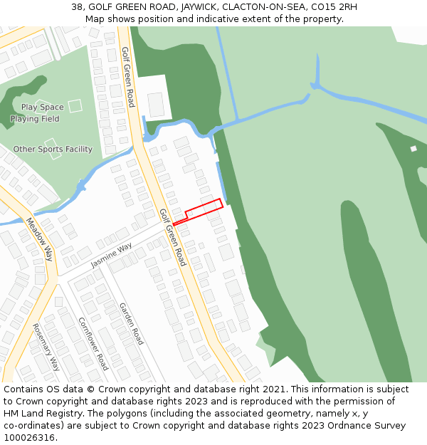 38, GOLF GREEN ROAD, JAYWICK, CLACTON-ON-SEA, CO15 2RH: Location map and indicative extent of plot