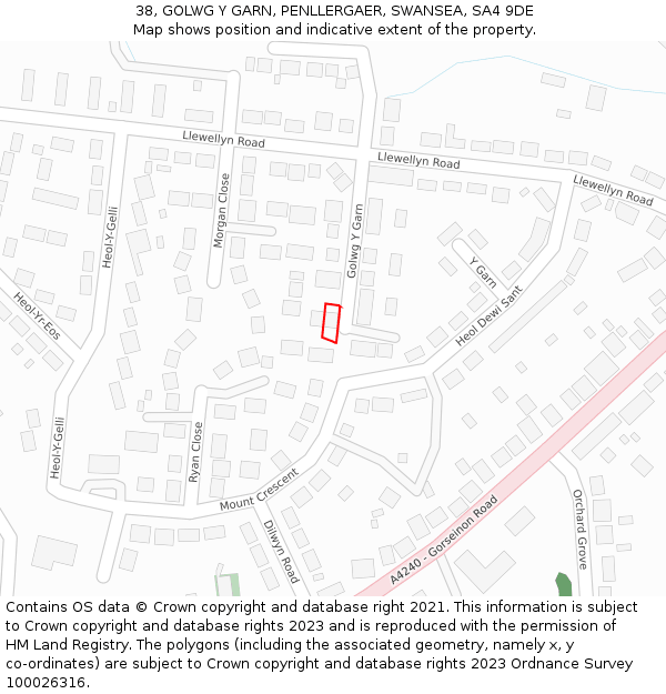 38, GOLWG Y GARN, PENLLERGAER, SWANSEA, SA4 9DE: Location map and indicative extent of plot