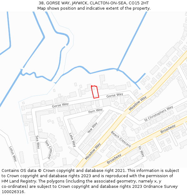 38, GORSE WAY, JAYWICK, CLACTON-ON-SEA, CO15 2HT: Location map and indicative extent of plot