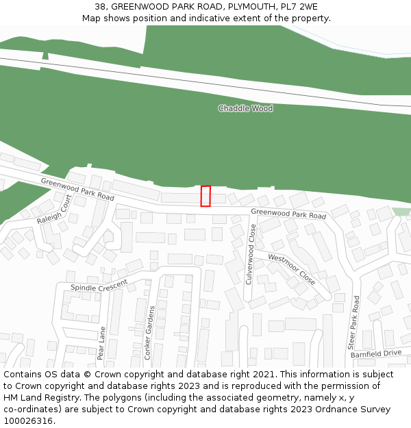 38, GREENWOOD PARK ROAD, PLYMOUTH, PL7 2WE: Location map and indicative extent of plot