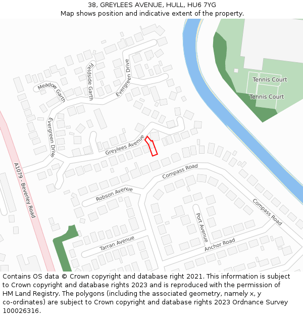 38, GREYLEES AVENUE, HULL, HU6 7YG: Location map and indicative extent of plot