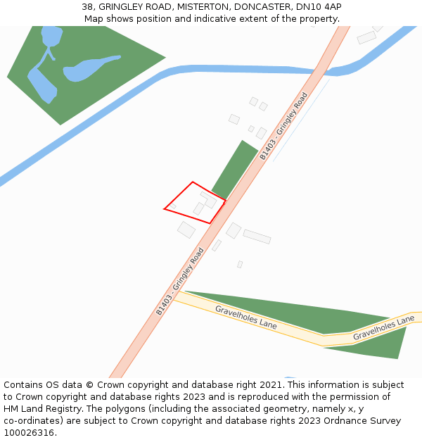 38, GRINGLEY ROAD, MISTERTON, DONCASTER, DN10 4AP: Location map and indicative extent of plot