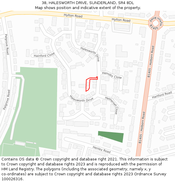 38, HALESWORTH DRIVE, SUNDERLAND, SR4 8DL: Location map and indicative extent of plot