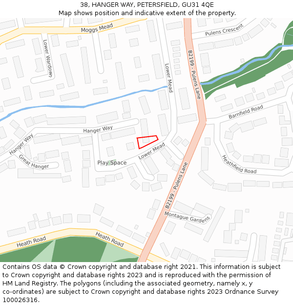 38, HANGER WAY, PETERSFIELD, GU31 4QE: Location map and indicative extent of plot