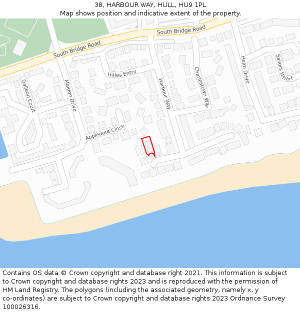 38, HARBOUR WAY, HULL, HU9 1PL: Location map and indicative extent of plot