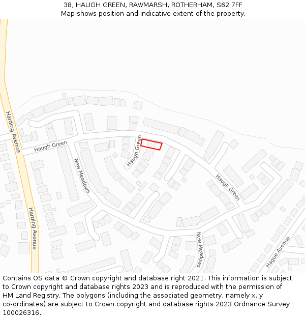 38, HAUGH GREEN, RAWMARSH, ROTHERHAM, S62 7FF: Location map and indicative extent of plot