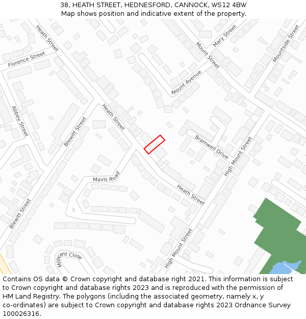 38, HEATH STREET, HEDNESFORD, CANNOCK, WS12 4BW: Location map and indicative extent of plot