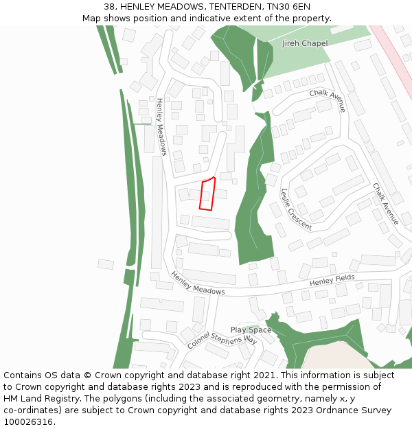 38, HENLEY MEADOWS, TENTERDEN, TN30 6EN: Location map and indicative extent of plot