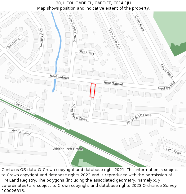 38, HEOL GABRIEL, CARDIFF, CF14 1JU: Location map and indicative extent of plot