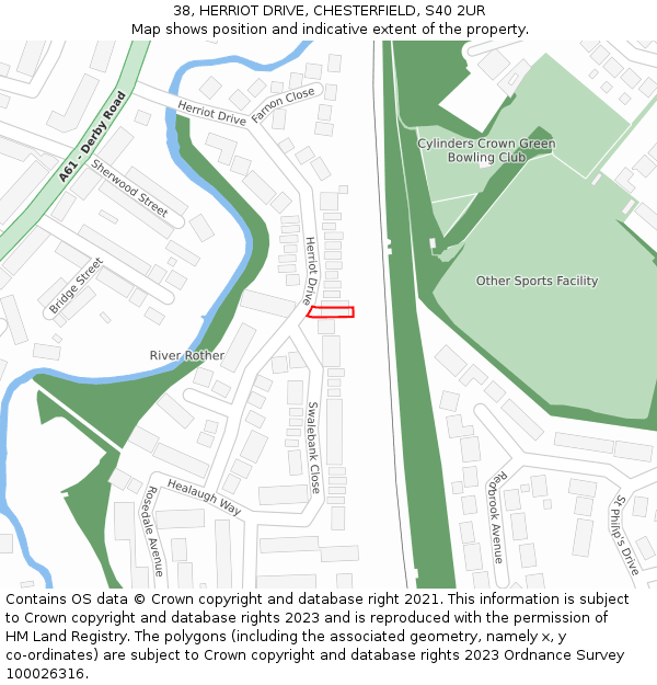 38, HERRIOT DRIVE, CHESTERFIELD, S40 2UR: Location map and indicative extent of plot