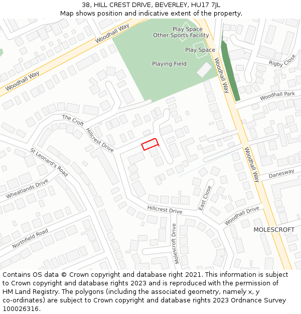 38, HILL CREST DRIVE, BEVERLEY, HU17 7JL: Location map and indicative extent of plot