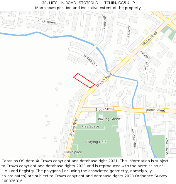 38, HITCHIN ROAD, STOTFOLD, HITCHIN, SG5 4HP: Location map and indicative extent of plot